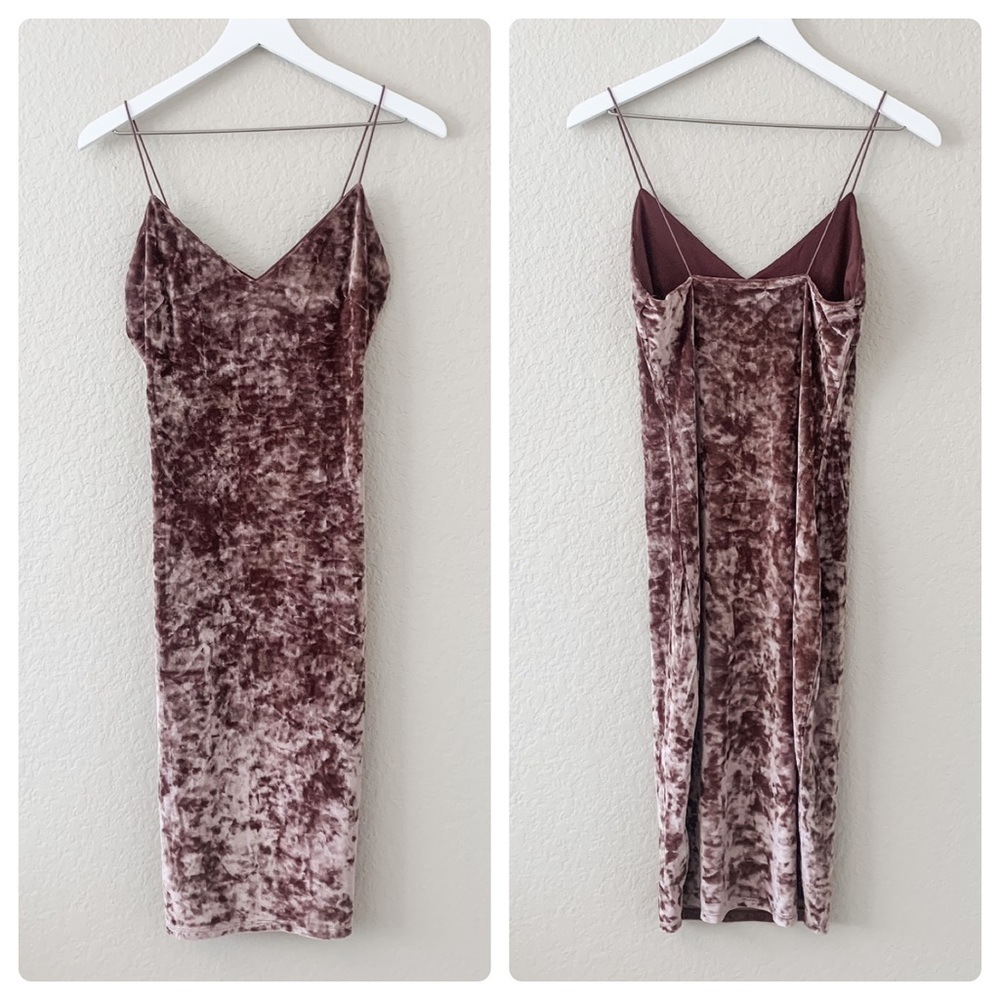 Mind Code Pink Velvet Bodycon Dress, M